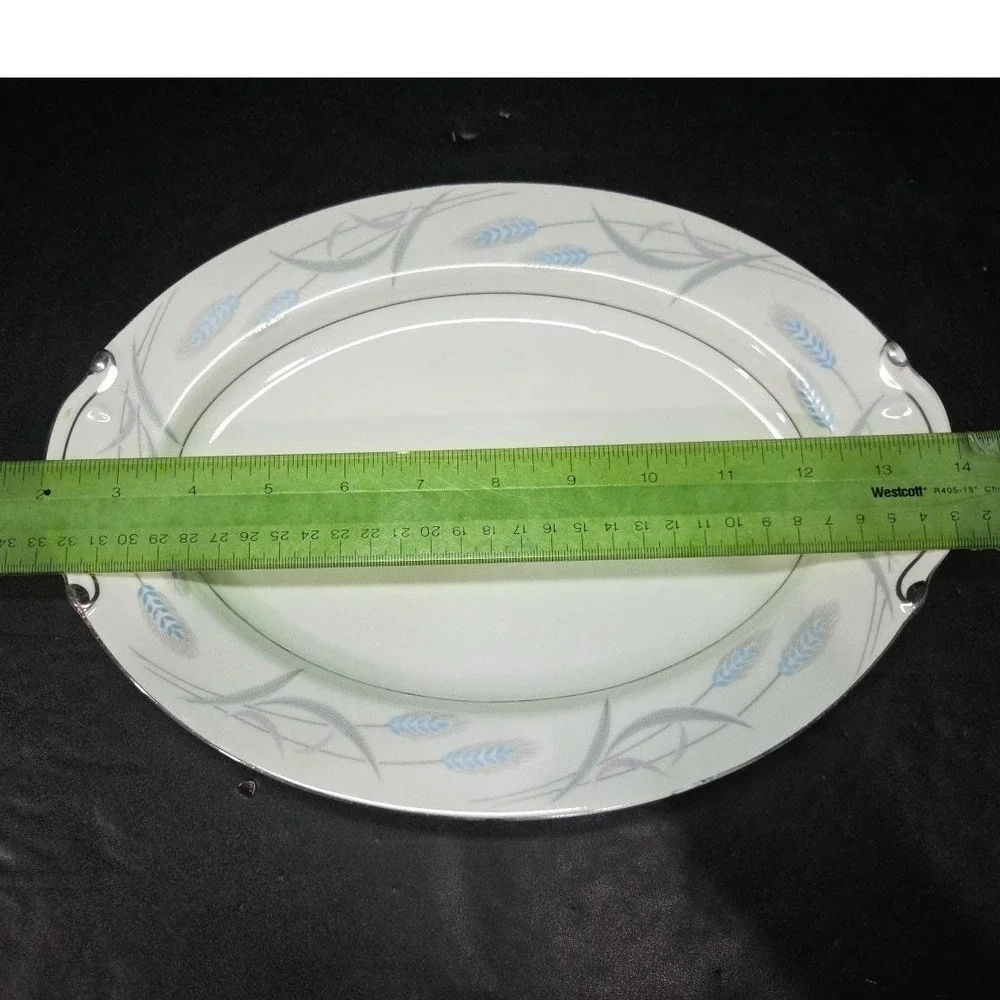 Valmont China Royal Wheat Oval Serving Platter, Vintage Patterned Serveware Dish